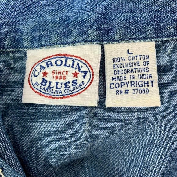 Carolina Blues Large USA Button Front Blouse Patri - Picture 4 of 9